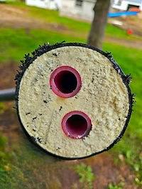 Cut end of Rhinoflex line showing the PEX inside